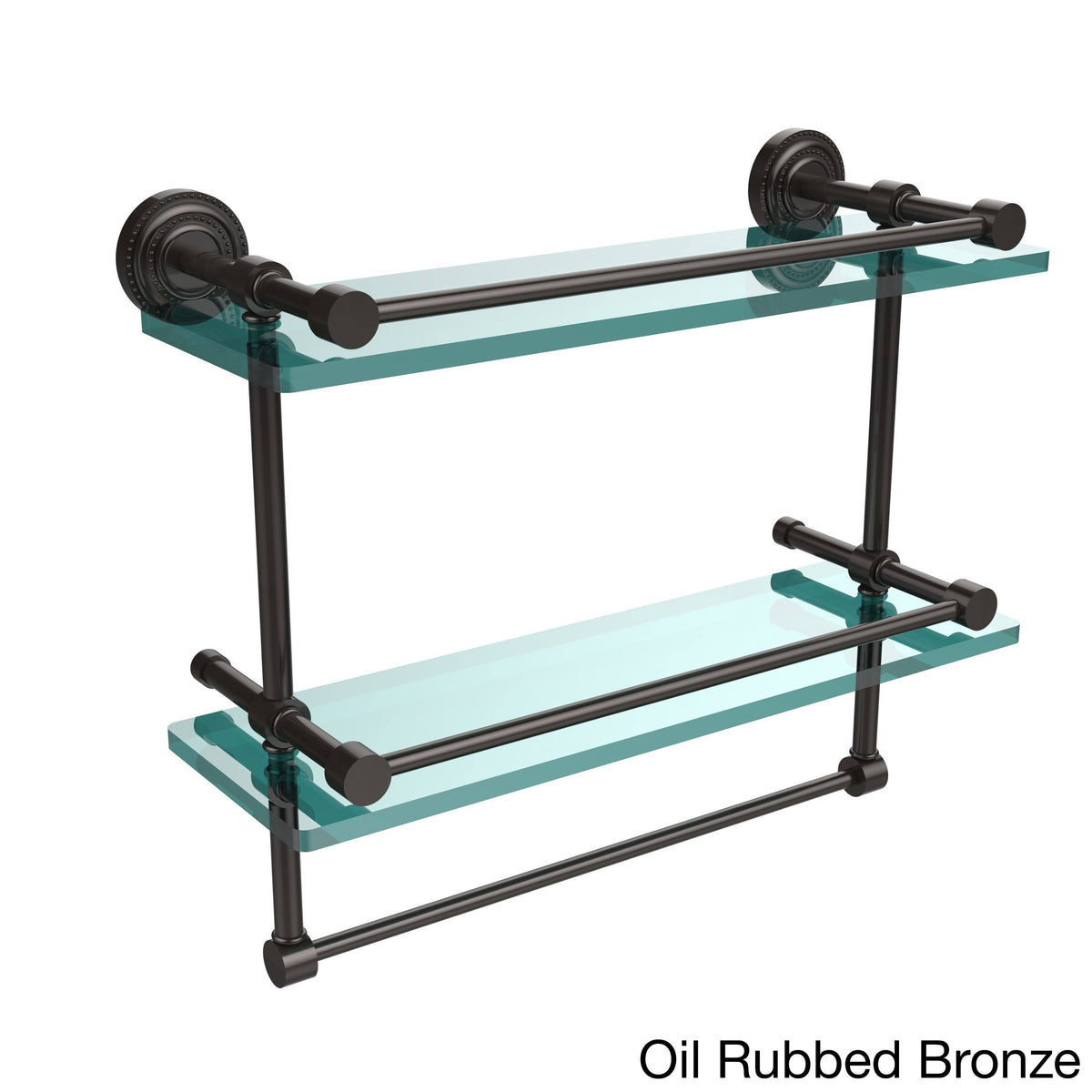 Polished Chrome Double Glass Shelf with Towel Bar K782