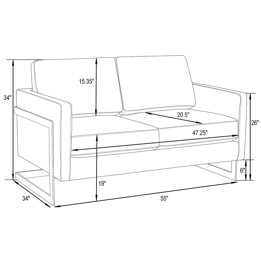 Orange Velvet Upholstered Loveseat Y14675