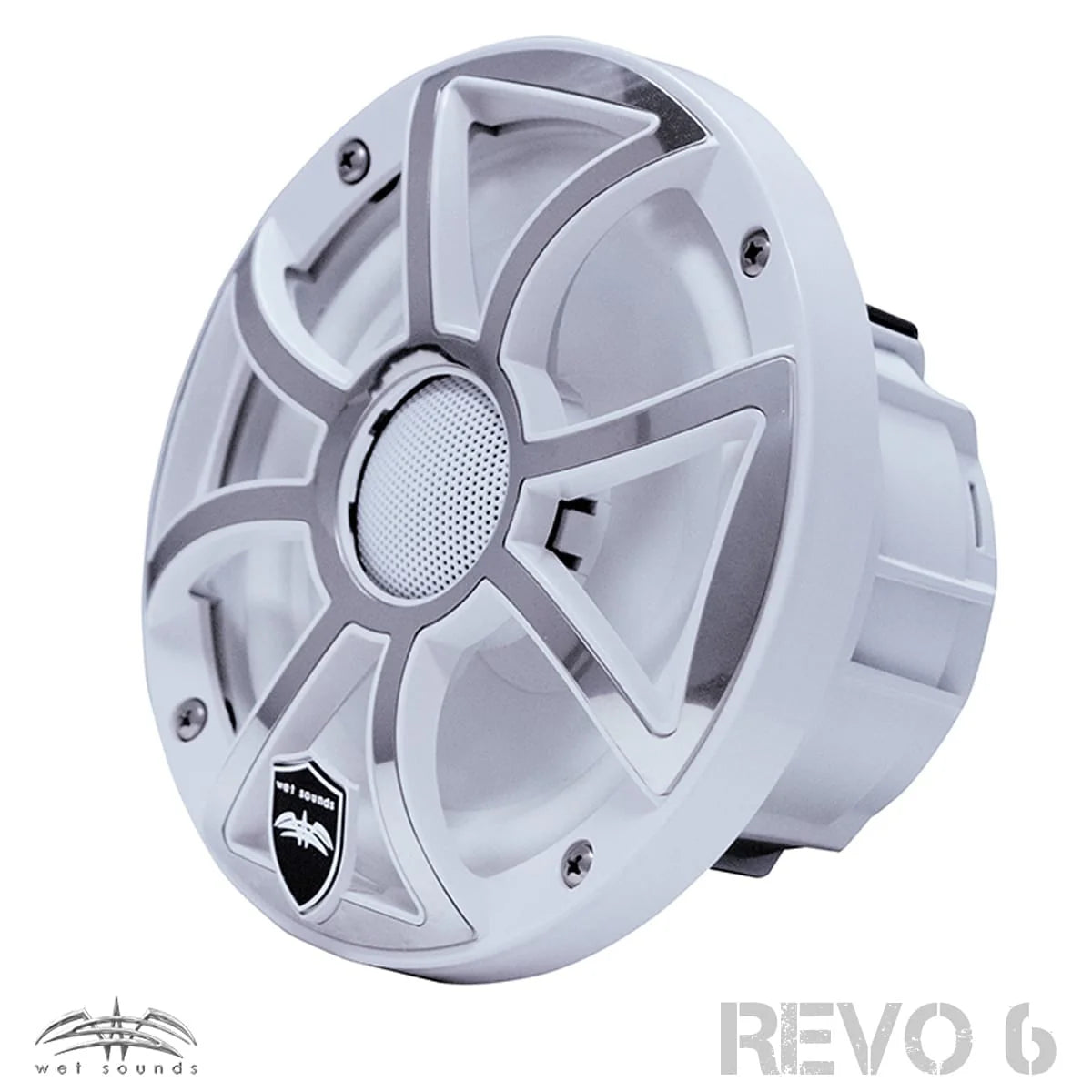 White 6.5 Inch Marine LED Coaxial Speakers with RGB LED Speaker Rings W716