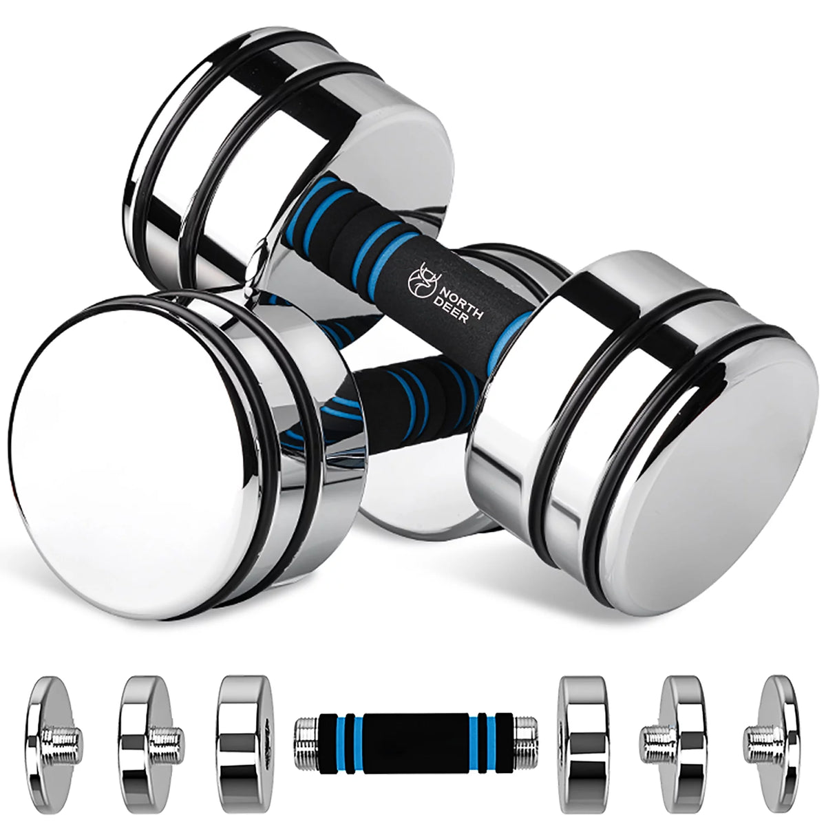 Adjustable Dumbbells Pair Steel Weight Set with Foam Handle W6709