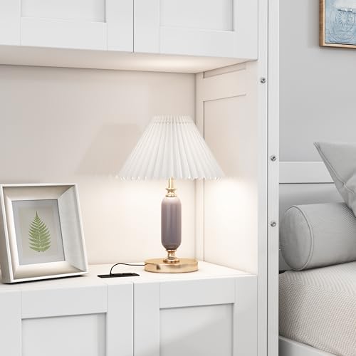 Queen Size Murphy Bed with Desk Combo White C966