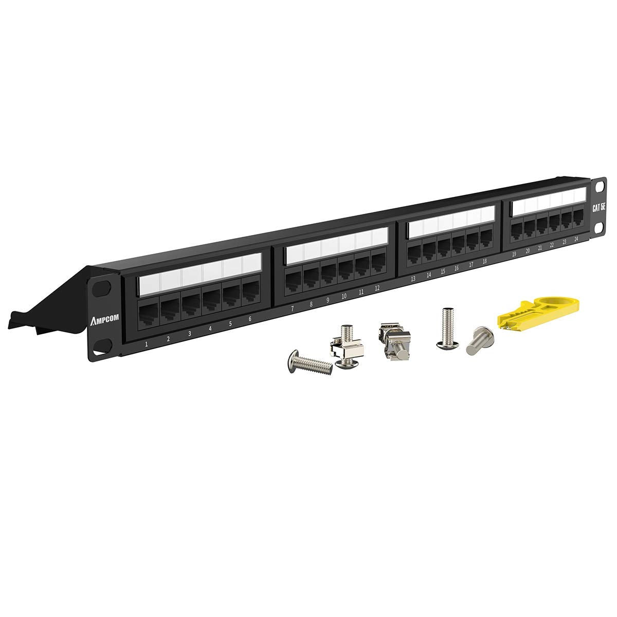 CAT6 24 Ports Patch Panel, Rack Mount, 1U, 19 inch, RJ45 Ethernet, 15u Gold Plated, Pack of 2 Q6574