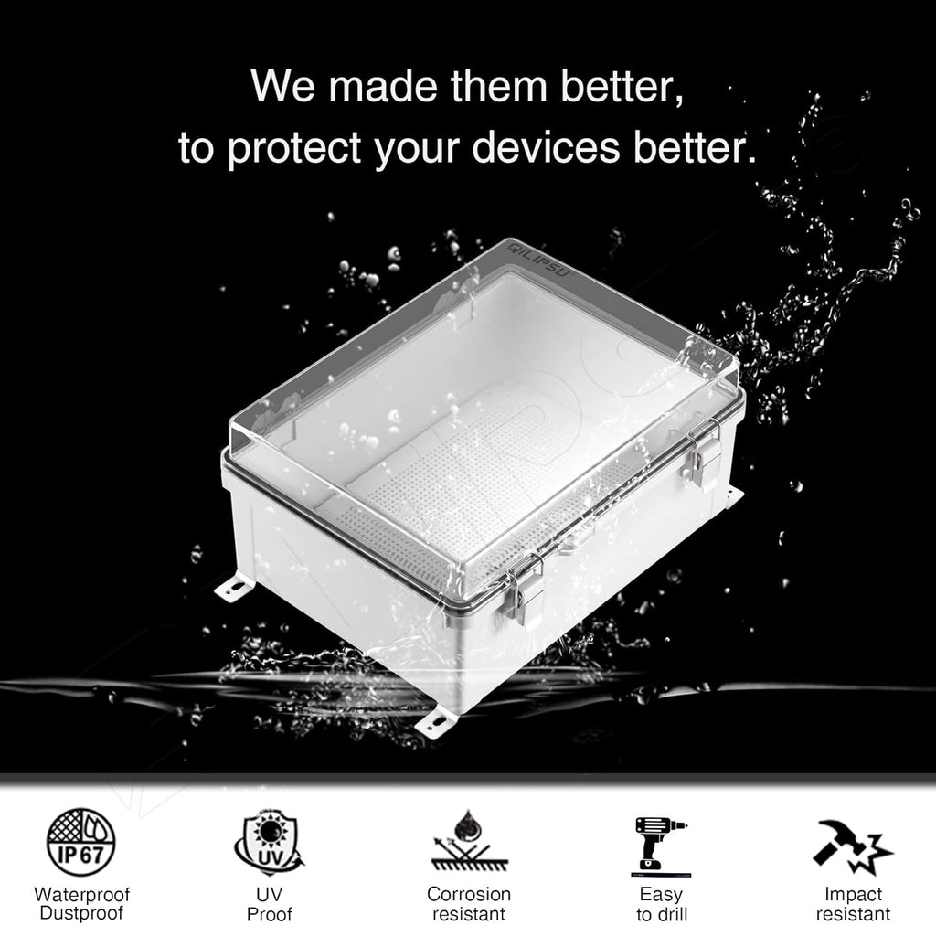 Clear Hinged Cover Junction Box with Mounting Plate, IP67 Waterproof ABS Plastic Grey I433896