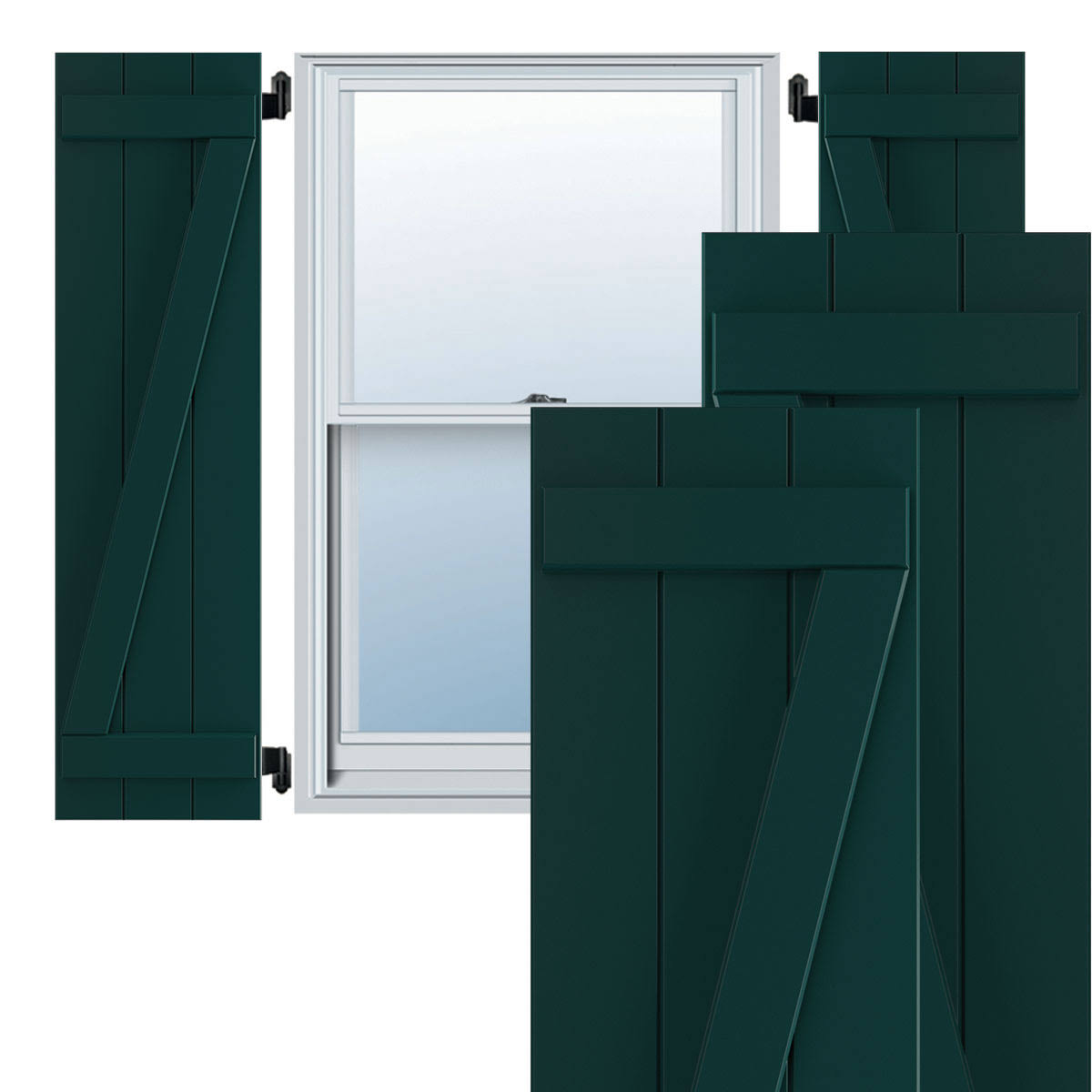 16-1/8x22 x 43x22 PVC Board and Batten Shutters, Thermal Green (Per Pair) K486960