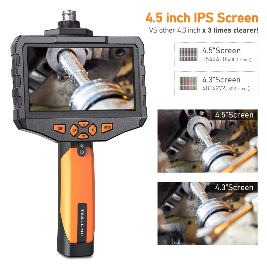 Industrial Endoscope with Screen, 0.21inch Handheld Borescope Inspection Camera with Waterproof Gooseneck Probe, 4.5inch IPS Display G6799