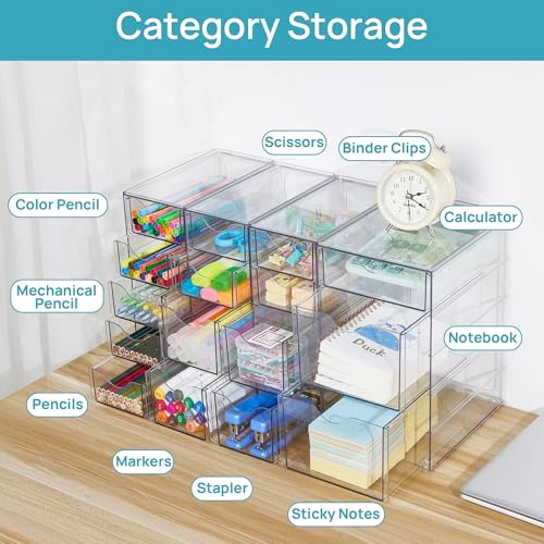 Acrylic 16 Drawers 4 Set Clear Storage Organizer S427