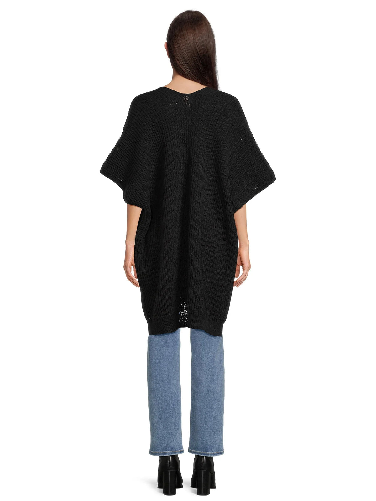 Ribbed Sweater Cape with Pockets K7258