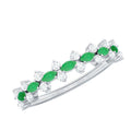 Marquise Emerald Ring with Diamond, 925 Sterling Silver H70733