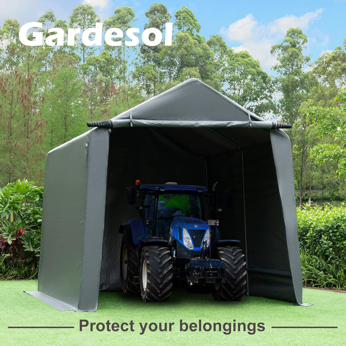 10x10 ft Portable Storage Shed with Roll-up Zipper Door, Gray Q5499