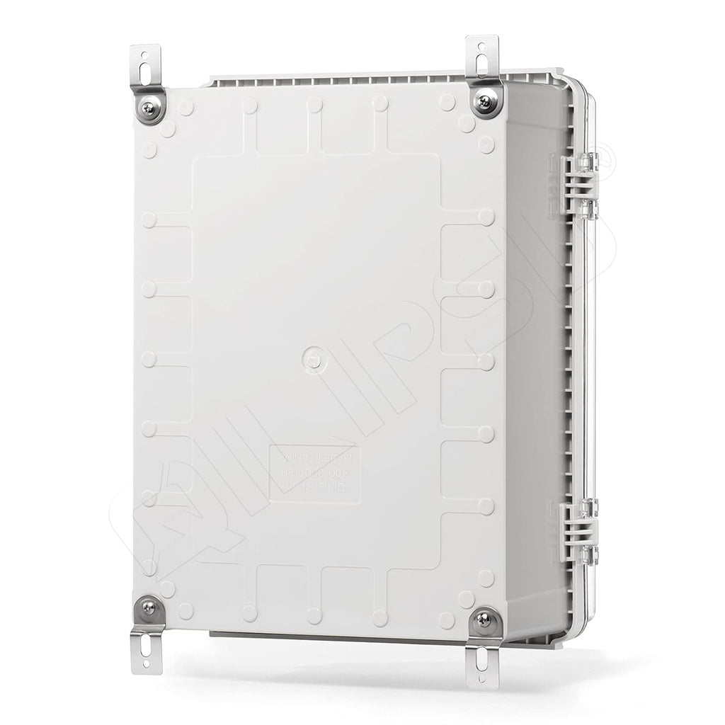 Clear Hinged Cover Junction Box with Mounting Plate, IP67 Waterproof ABS Plastic Grey I433896