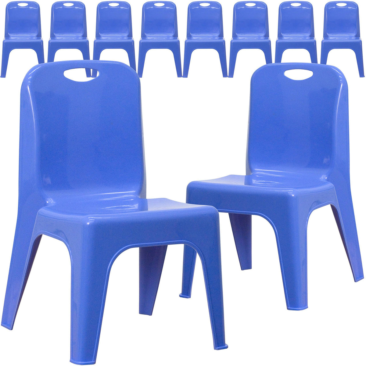 Blue Plastic Stackable School Chair with Carrying Handle C95775