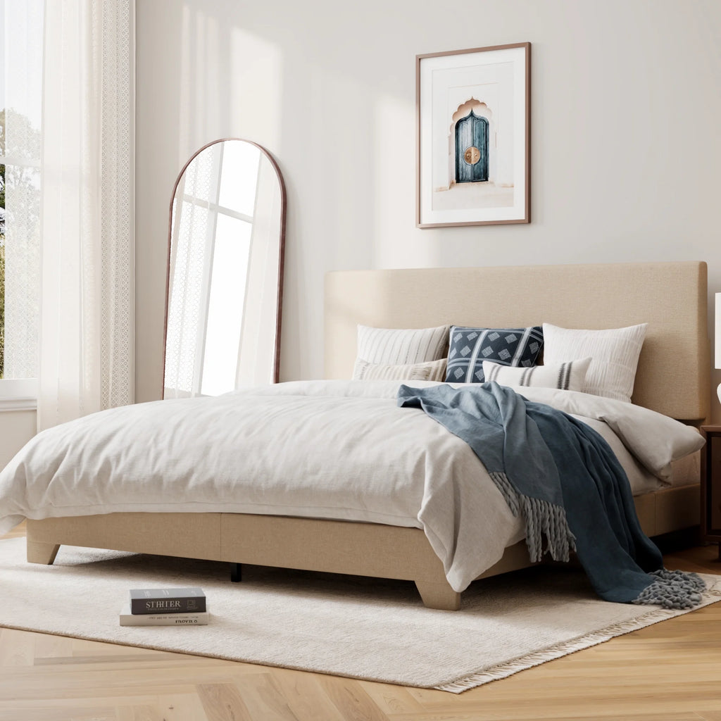 Queen Upholstered Platform Bed Frame with Adjustable Headboard Q65608