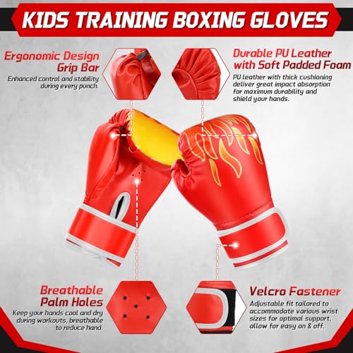 Kids Boxing Gloves and Punching Mitts Set with Hand Wraps A157163