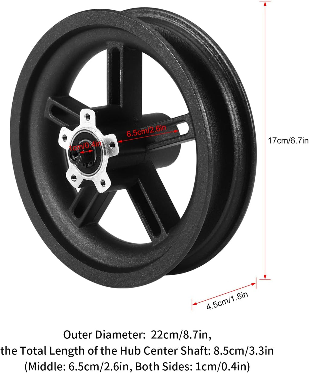 8.5in Solid Tire Wheel Hub for Electric Scooter Rear Wheel Assembly, Pack of 2 C576