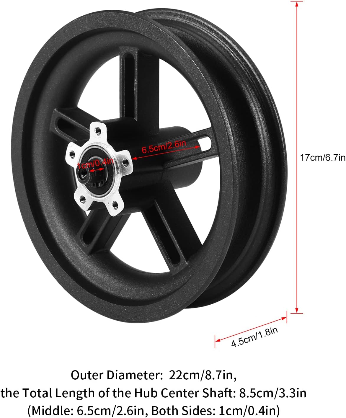 8.5in Solid Tire Wheel Hub for Electric Scooter Rear Wheel Assembly, Pack of 2 C576