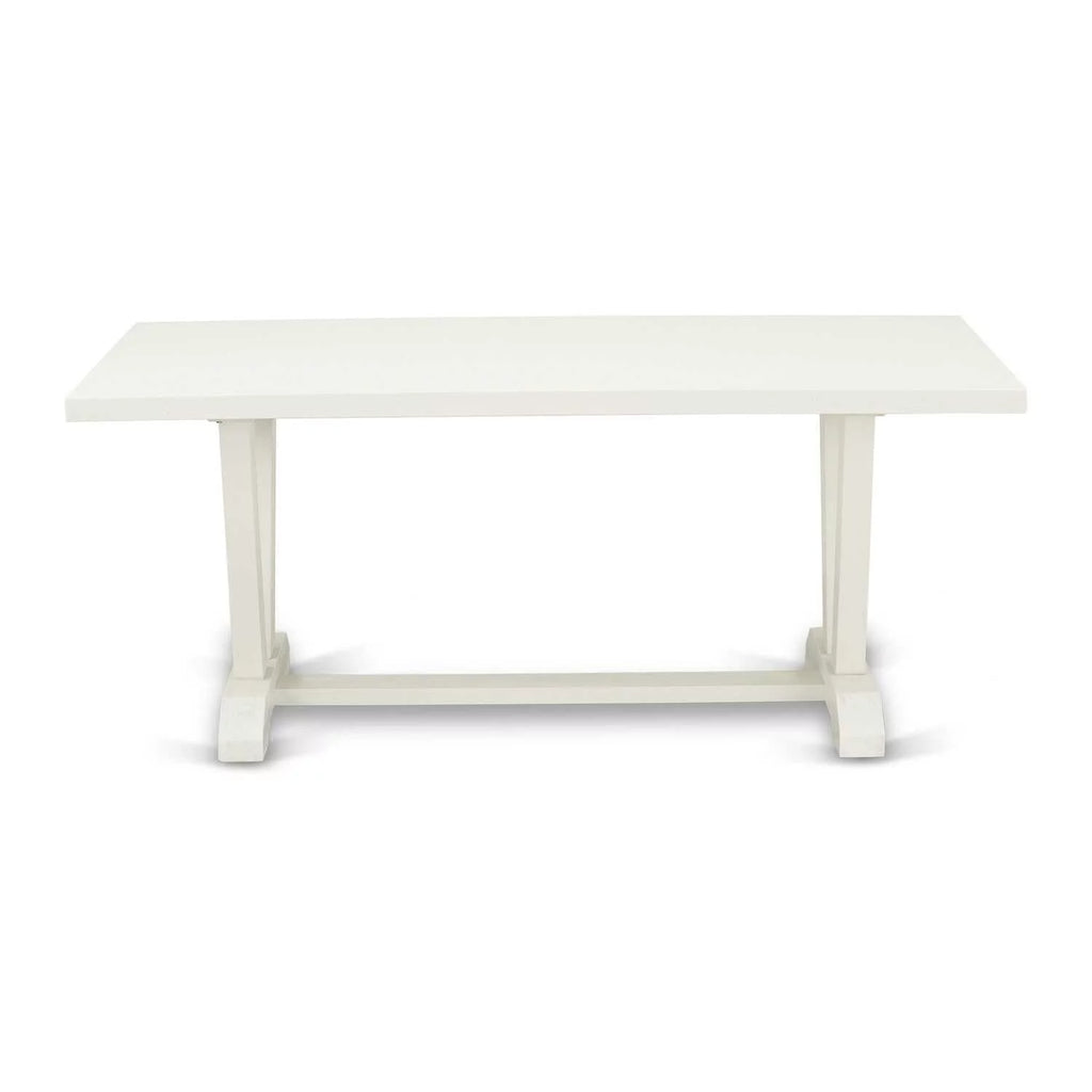 Kitchen Table with Linen White Top and Wooden Legs H288
