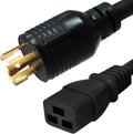 NEMA L6-30P to C19 Power Cord - 25 Foot, 20A, 250V, 12 AWG SJT Cable H603683