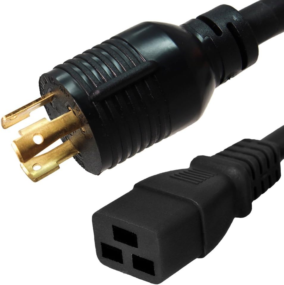 NEMA L6-30P to C19 Power Cord - 25 Foot, 20A, 250V, 12 AWG SJT Cable H603683