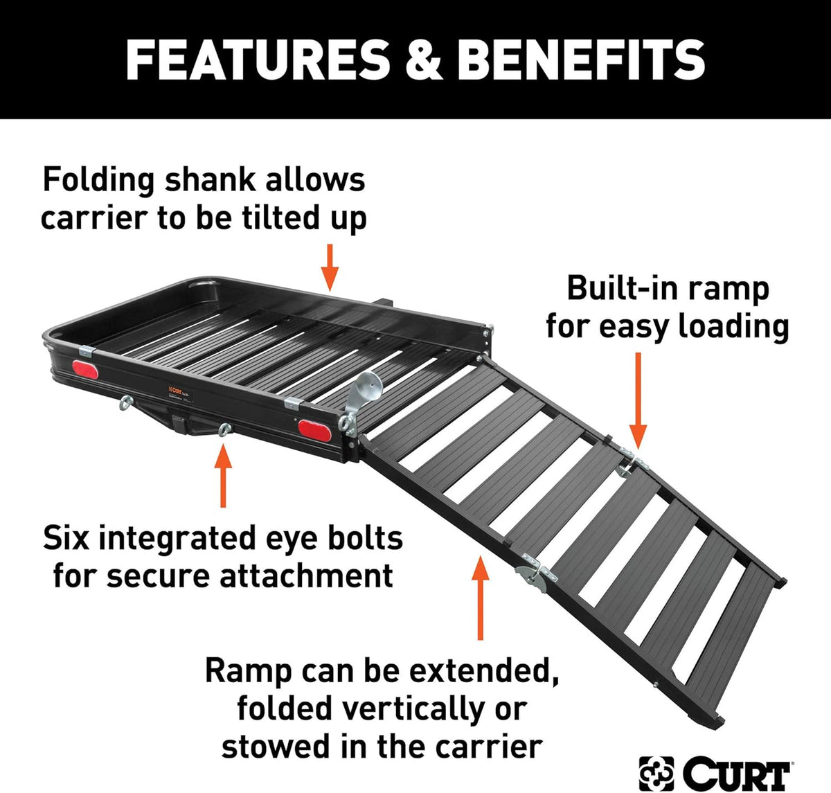 Black Aluminum Hitch Cargo Carrier with Ramp P47096